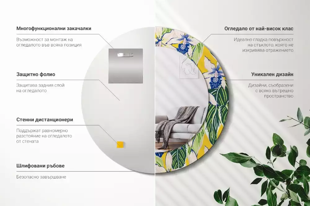 Bedrukte ronde spiegel Orchideeën