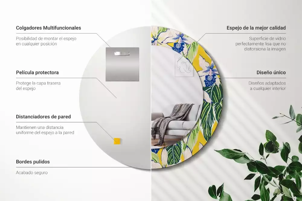 Bedrukte ronde spiegel Orchideeën