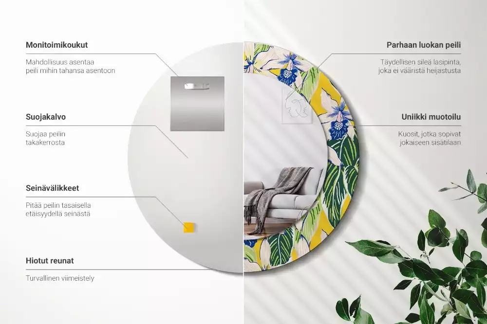 Bedrukte ronde spiegel Orchideeën