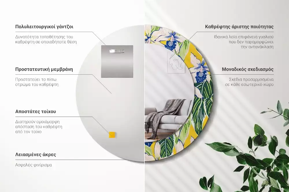 Bedrukte ronde spiegel Orchideeën