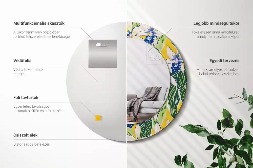 Bedrukte ronde spiegel Orchideeën