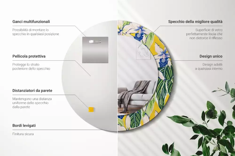 Bedrukte ronde spiegel Orchideeën