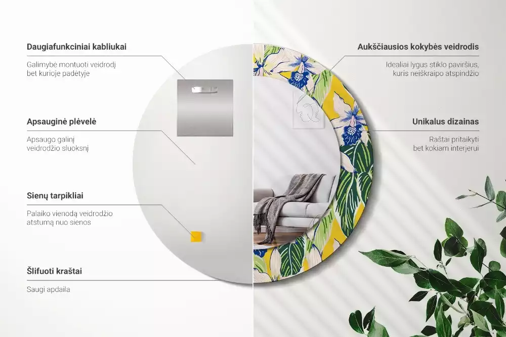 Bedrukte ronde spiegel Orchideeën