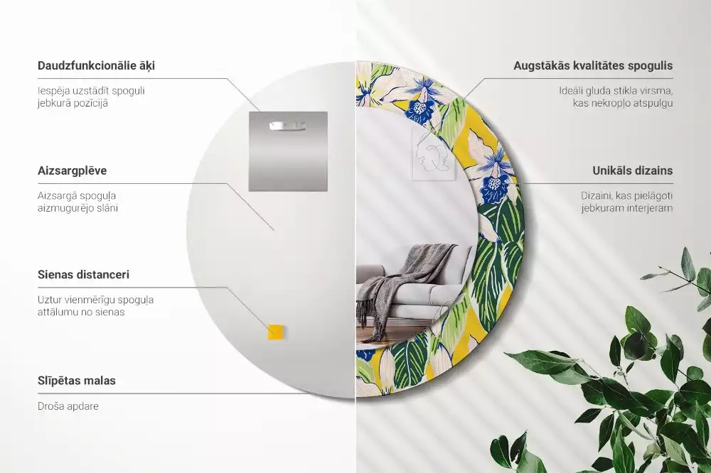 Bedrukte ronde spiegel Orchideeën