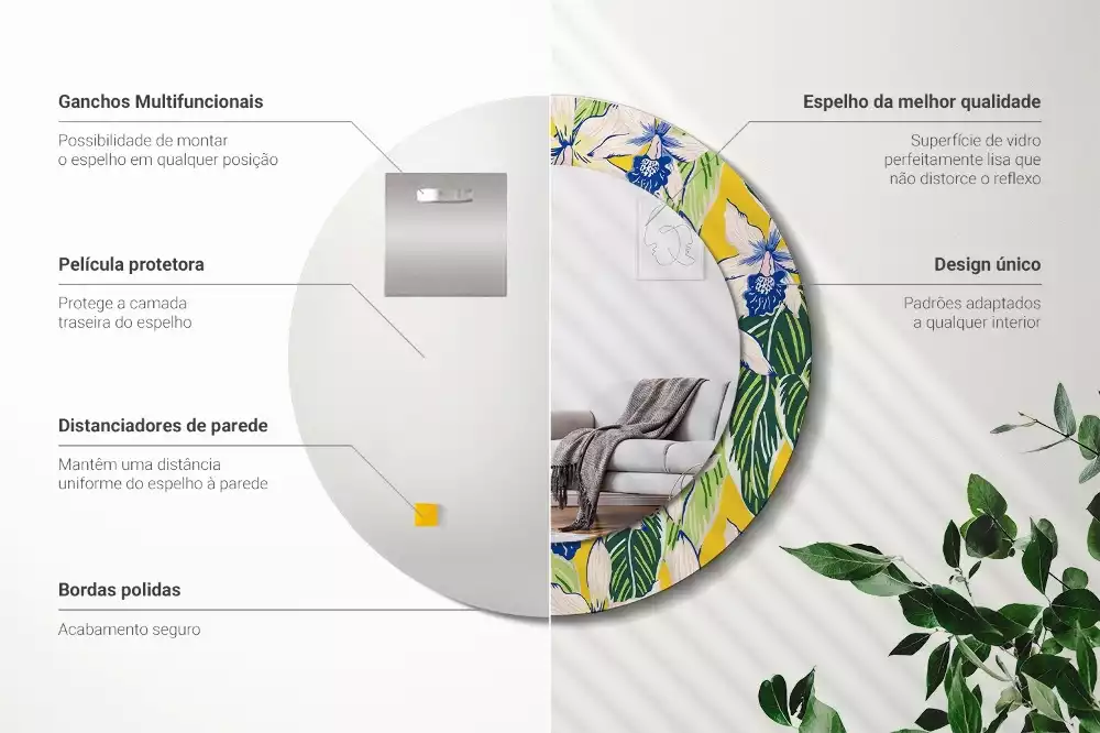 Bedrukte ronde spiegel Orchideeën