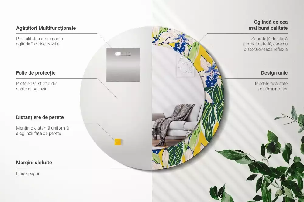 Bedrukte ronde spiegel Orchideeën