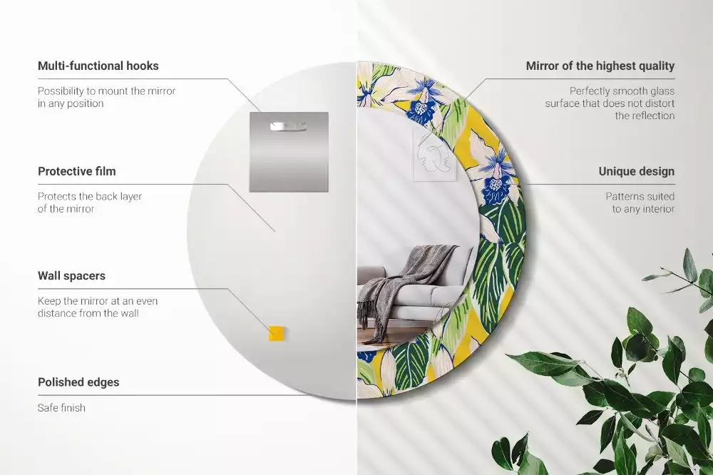 Bedrukte ronde spiegel Orchideeën