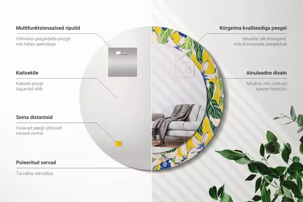 Bedrukte ronde spiegel Orchideeën