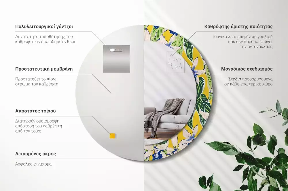 Bedrukte ronde spiegel Orchideeën