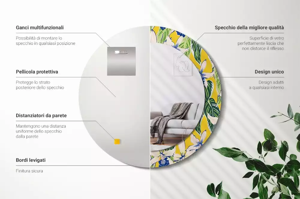 Bedrukte ronde spiegel Orchideeën