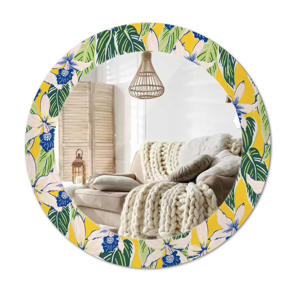 Bedrukte ronde spiegel Orchideeën