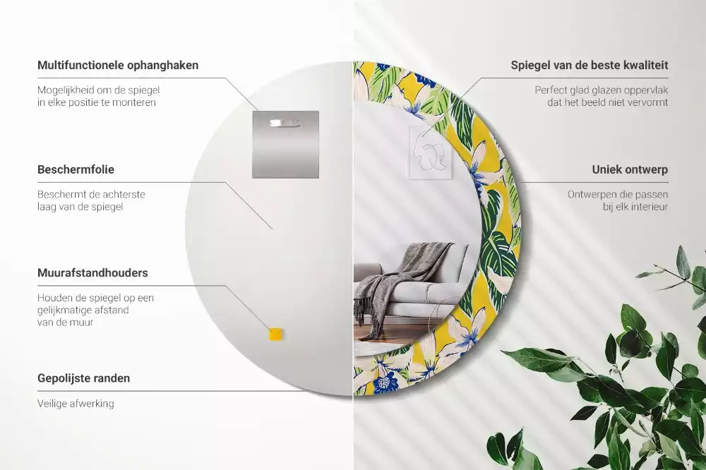 Bedrukte ronde spiegel Orchideeën