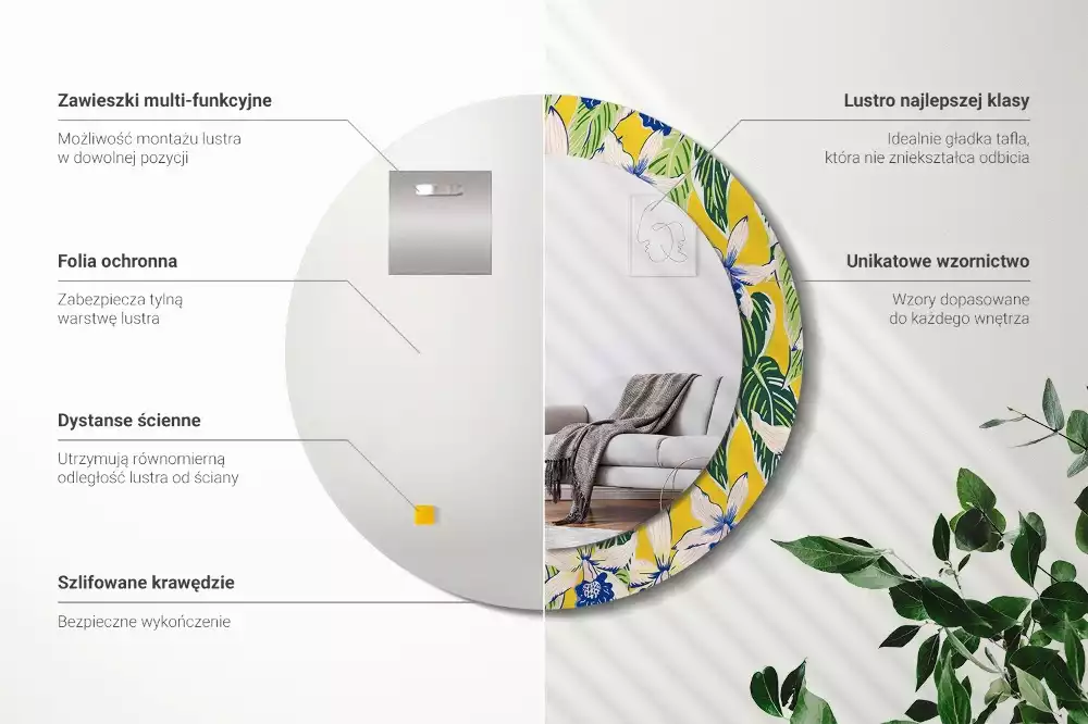 Bedrukte ronde spiegel Orchideeën