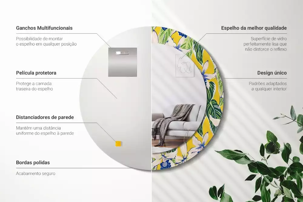 Bedrukte ronde spiegel Orchideeën