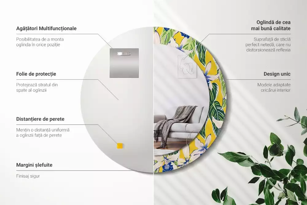 Bedrukte ronde spiegel Orchideeën