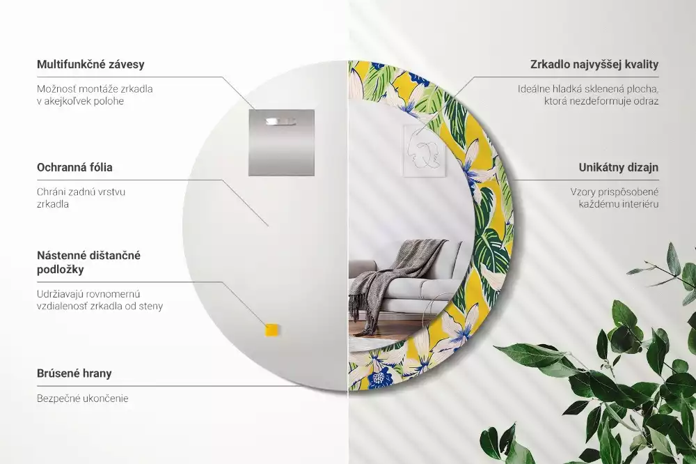 Bedrukte ronde spiegel Orchideeën