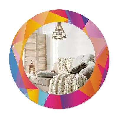 Ronde spiegel met decoratie Geometrische compositie