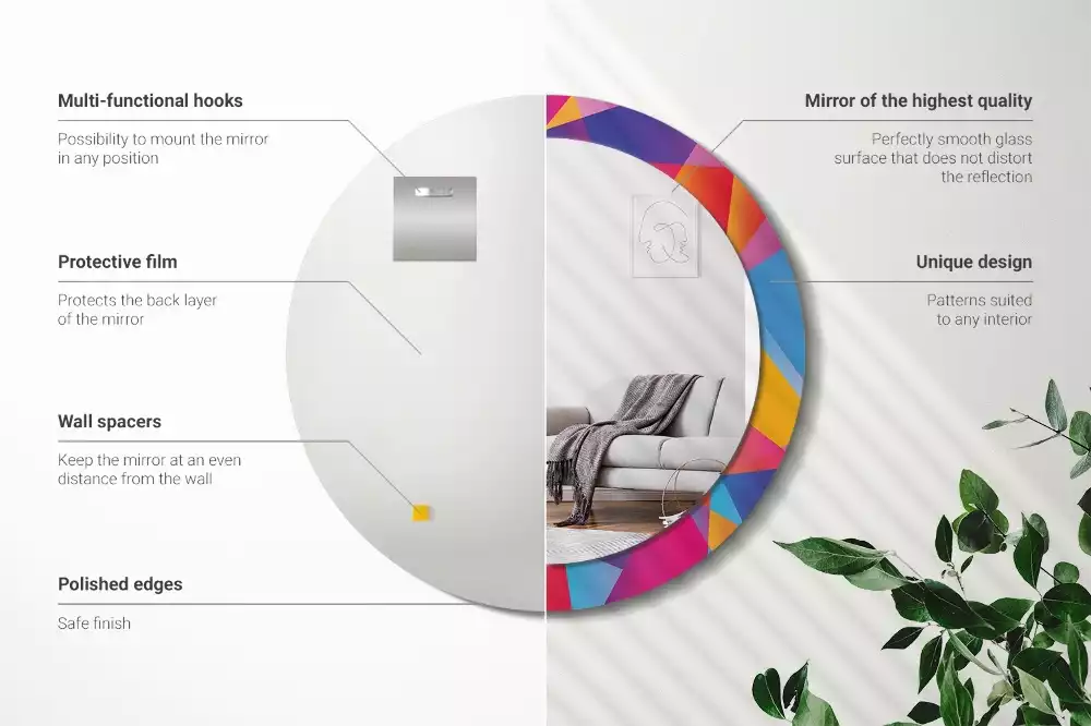 Ronde spiegel met decoratie Geometrische compositie