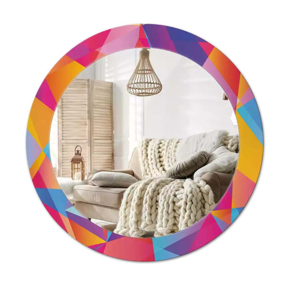 Ronde spiegel met decoratie Geometrische compositie
