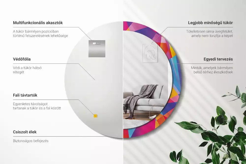 Ronde spiegel met decoratie Geometrische compositie