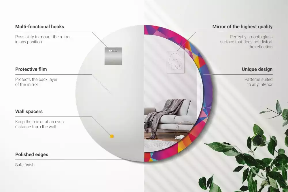 Ronde spiegel met decoratie Geometrische compositie