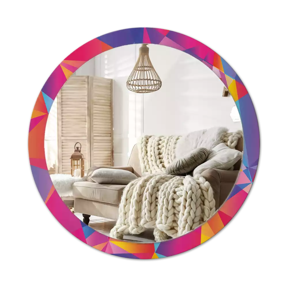 Ronde spiegel met decoratie Geometrische compositie