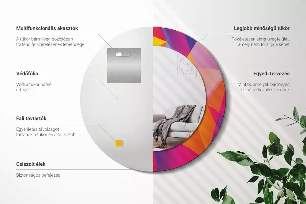 Ronde spiegel met decoratie Geometrische compositie