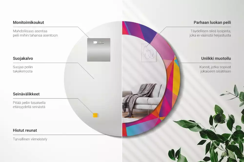 Ronde spiegel met decoratie Geometrische compositie