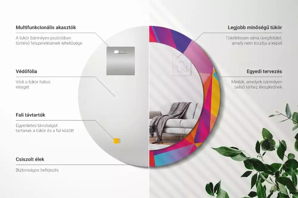 Ronde spiegel met decoratie Geometrische compositie