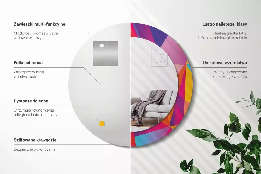 Ronde spiegel met decoratie Geometrische compositie
