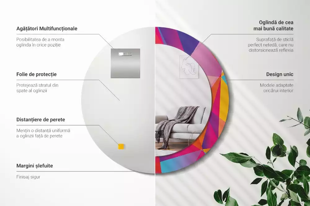 Ronde spiegel met decoratie Geometrische compositie