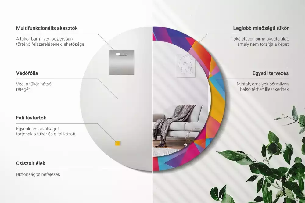 Ronde spiegel met decoratie Geometrische compositie