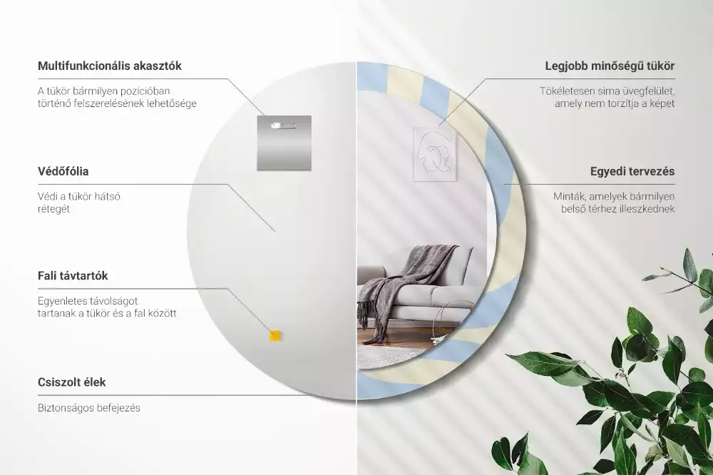 Ronde spiegel met bedrukte lijst Abstracte vorm