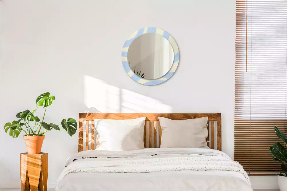 Ronde spiegel met bedrukte lijst Abstracte vorm