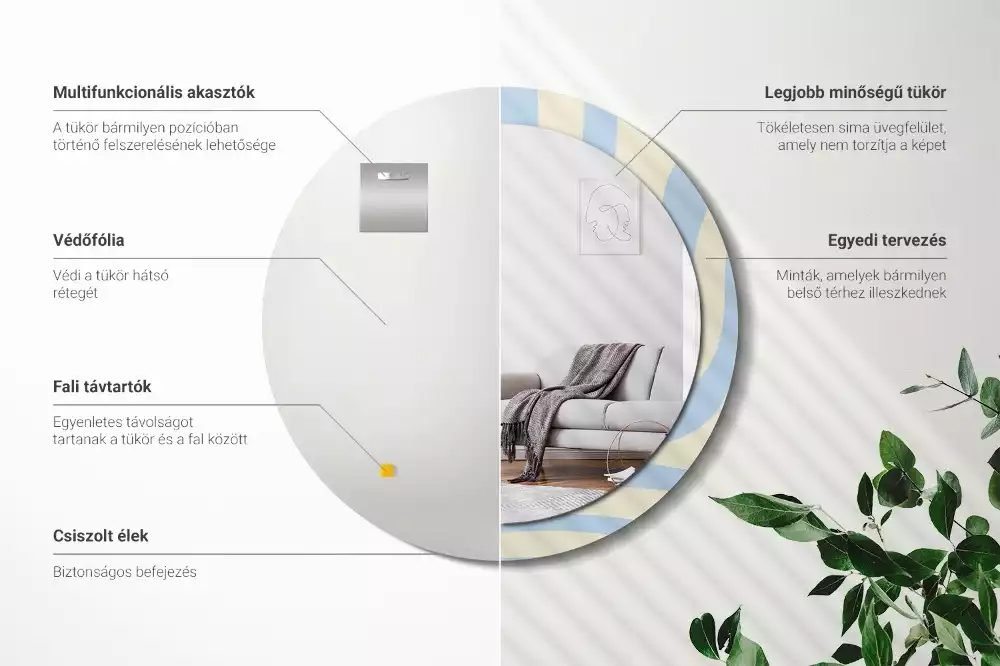 Ronde spiegel met bedrukte lijst Abstracte vorm