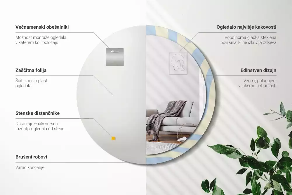 Ronde spiegel met bedrukte lijst Abstracte vorm