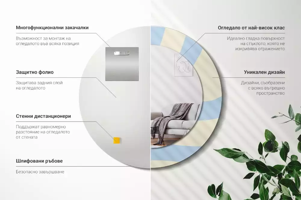 Ronde spiegel met bedrukte lijst Abstracte vorm