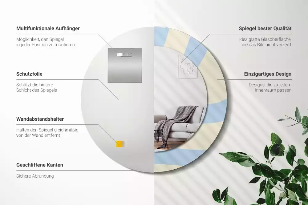 Ronde spiegel met bedrukte lijst Abstracte vorm