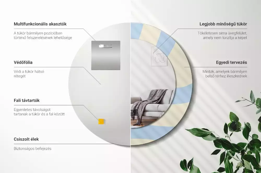 Ronde spiegel met bedrukte lijst Abstracte vorm