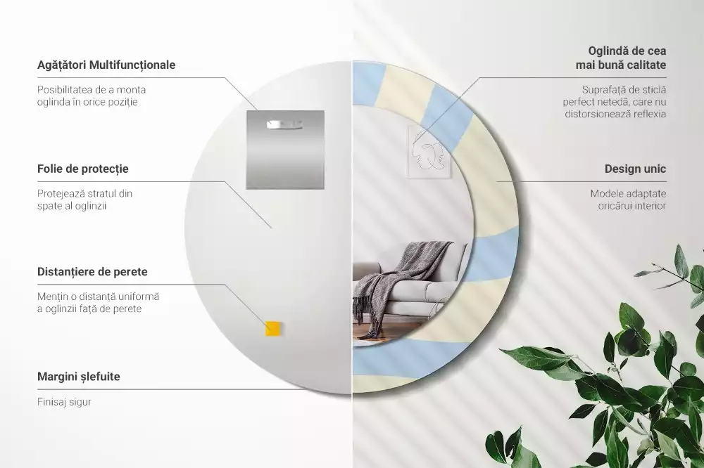Ronde spiegel met bedrukte lijst Abstracte vorm