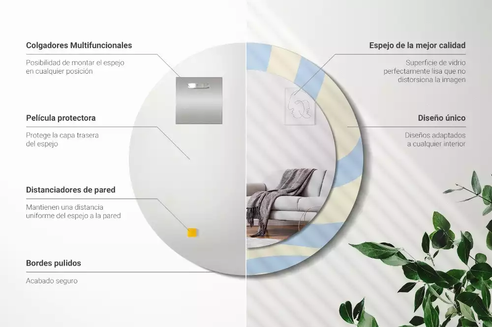 Ronde spiegel met bedrukte lijst Abstracte vorm