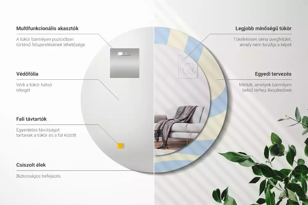 Ronde spiegel met bedrukte lijst Abstracte vorm