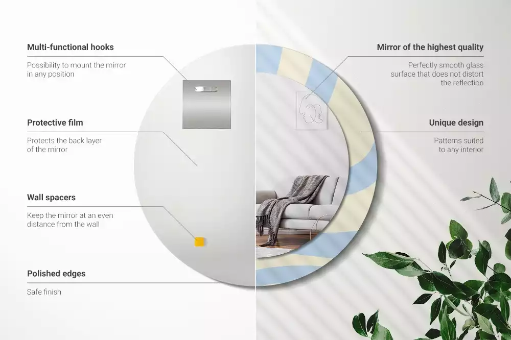Ronde spiegel met bedrukte lijst Abstracte vorm