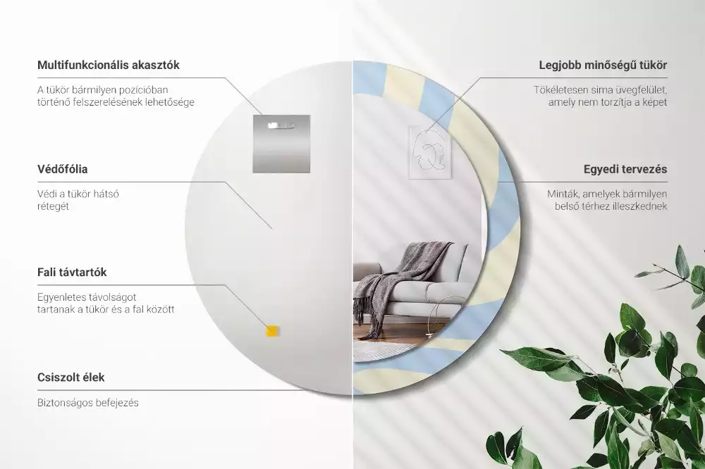 Ronde spiegel met bedrukte lijst Abstracte vorm