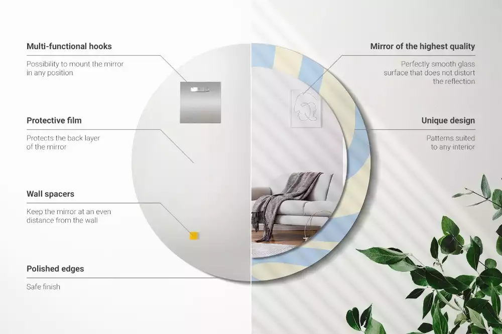 Ronde spiegel met bedrukte lijst Abstracte vorm