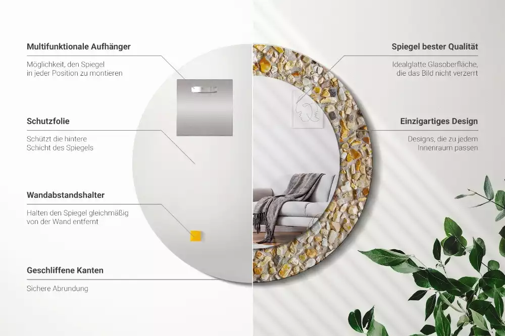 Ronde spiegel met bedrukte lijst Terrazzo patroon