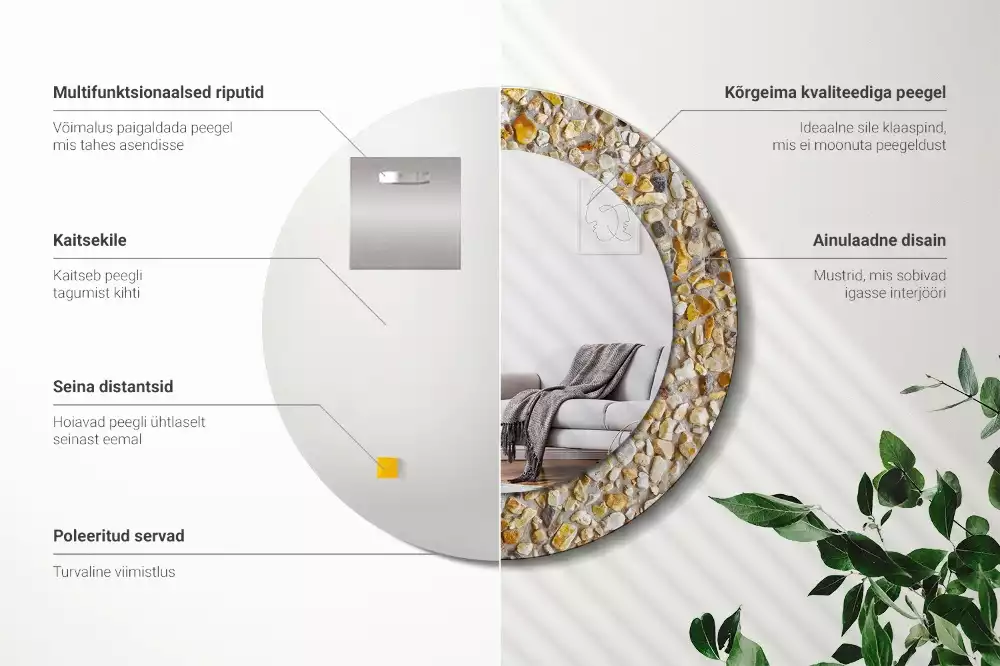 Ronde spiegel met bedrukte lijst Terrazzo patroon