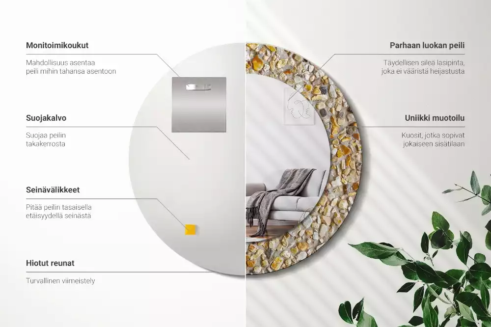 Ronde spiegel met bedrukte lijst Terrazzo patroon