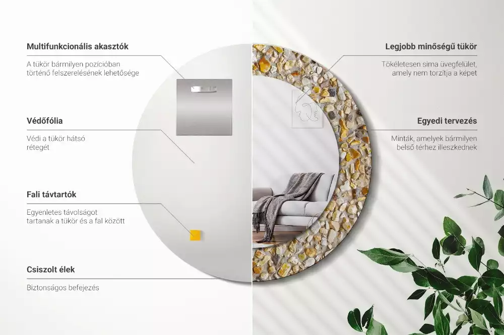 Ronde spiegel met bedrukte lijst Terrazzo patroon