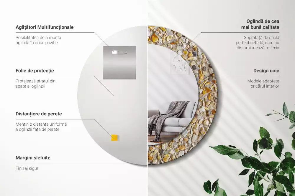 Ronde spiegel met bedrukte lijst Terrazzo patroon